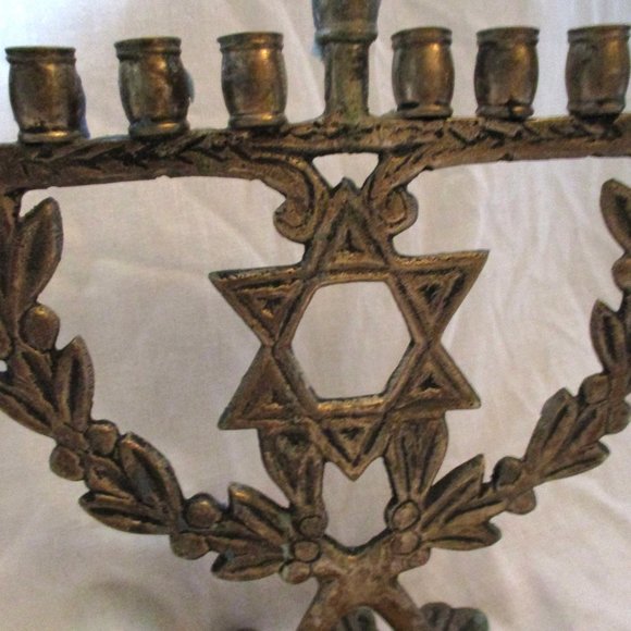 Vintage Rustic HANUKAH CHANUKAH MENORAH Silver Plated Candelabra Candle Holder C - Picture 2 of 5